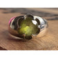 Sterling Silver Green Stone Solitaire Ring Size 8.5 Modernist Statement 925