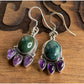 Sterling Silver Chrysocolla Amethyst Purple Dangle Earrings Boho 925