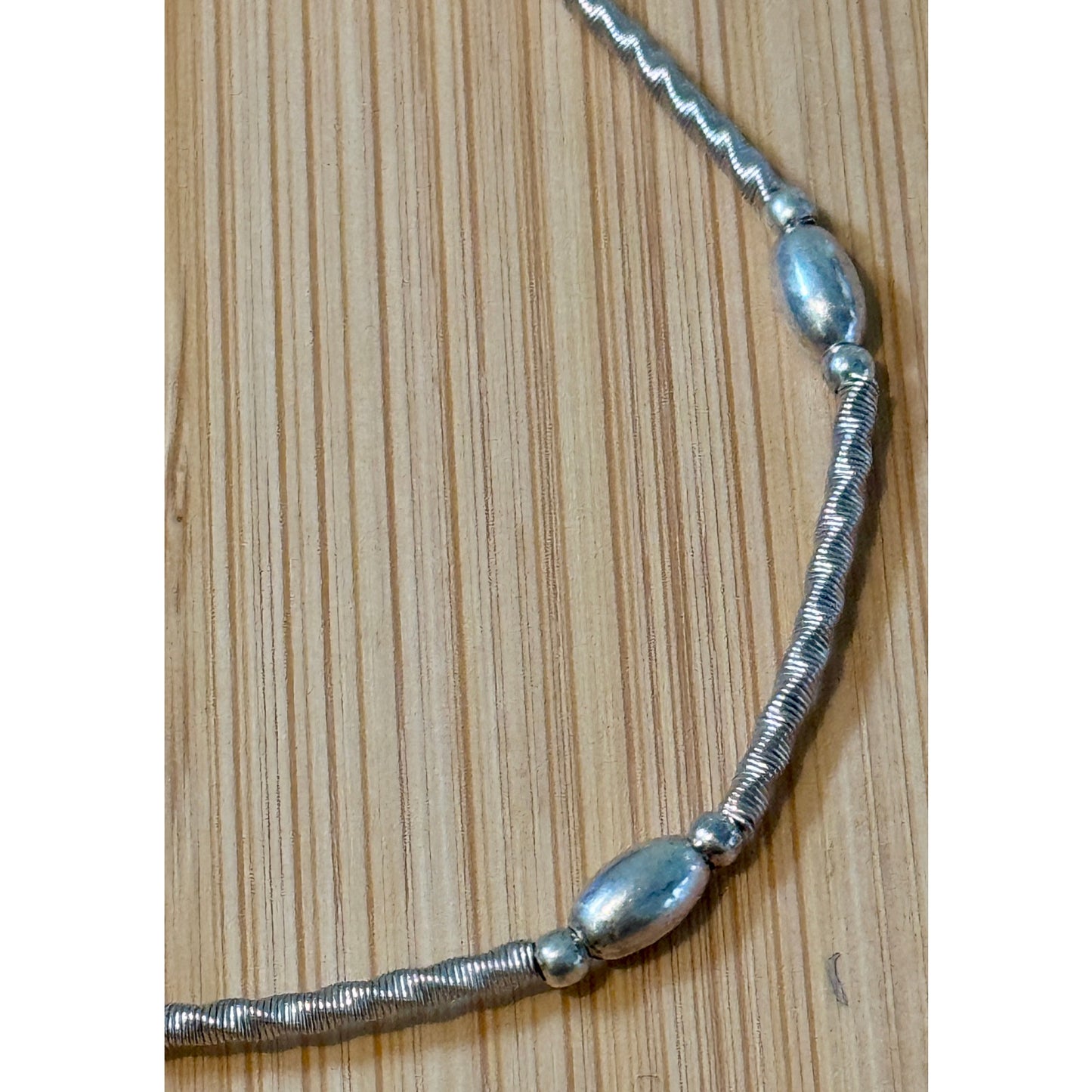 Vintage Italy Sterling Silver Oval Beaded Textured Station Dainty Bracelet 7”