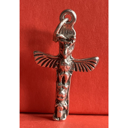 Vintage Sterling Silver Totem Pole Thunderbird Charm