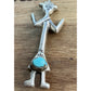 Vintage Turquoise Yei Figure Sterling Silver Brooch Southwestern Native American
