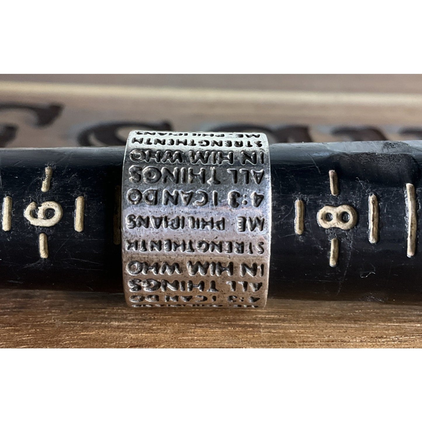 Sterling I Can Do All Things Through Him Philippians 4:13 Cigar Band Ring Sz 7