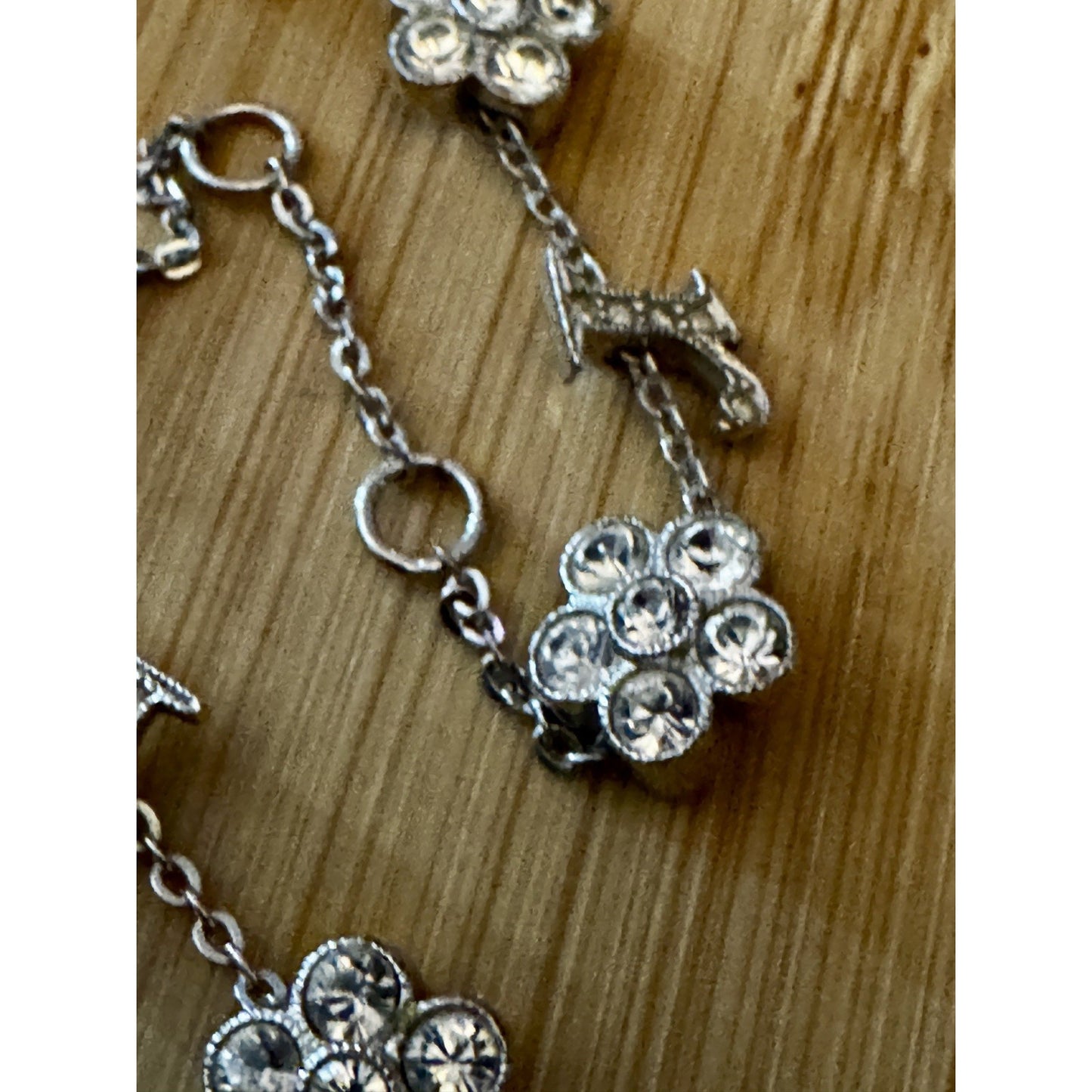 Vintage 2004 Christian Dior Girly Crystal DIOR Flower Bracelet Galliano 6.5 - 8”