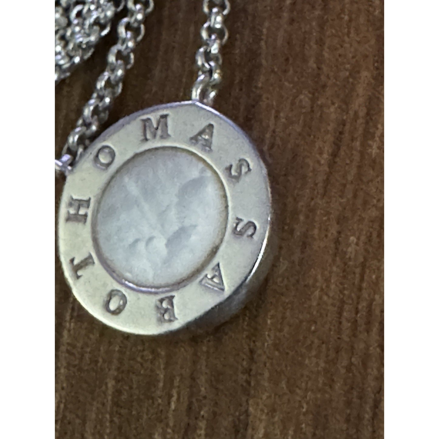 Thomas Sabo 925 Sterling Silver Mother-of-Pearl Disc Pendant Necklace 16 - 17”