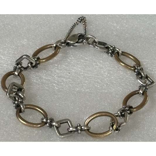Pre Owned James Avery Retired Silver and Bronze Geometric Bracelet 7” Medium