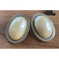 Vintage Faux Pearl Clip-On Earrings Silver Tone Large Oval Statement Earrings
