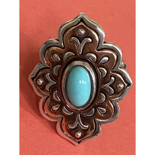 James Avery Retired Silver Tangier Silver Copper Turquoise Ring Size 9.5 Pre-Owned