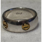 Vintage Italy 925 Sterling Silver Gold Tone Screw Band Ring Size 5