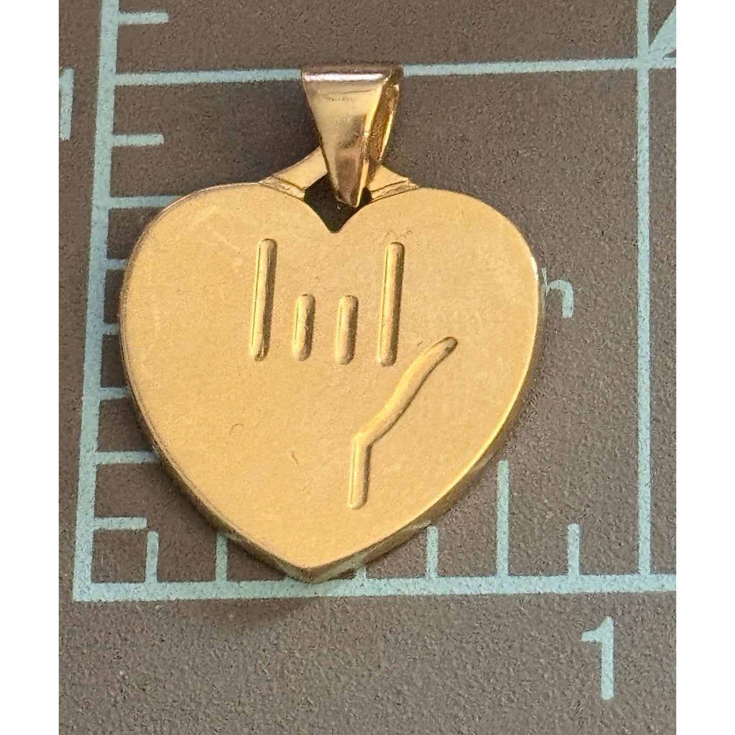 Pre owned James Avery Retired RARE 14k Gold Heart ASL I Love You Heart Pendant Charm 6 gr