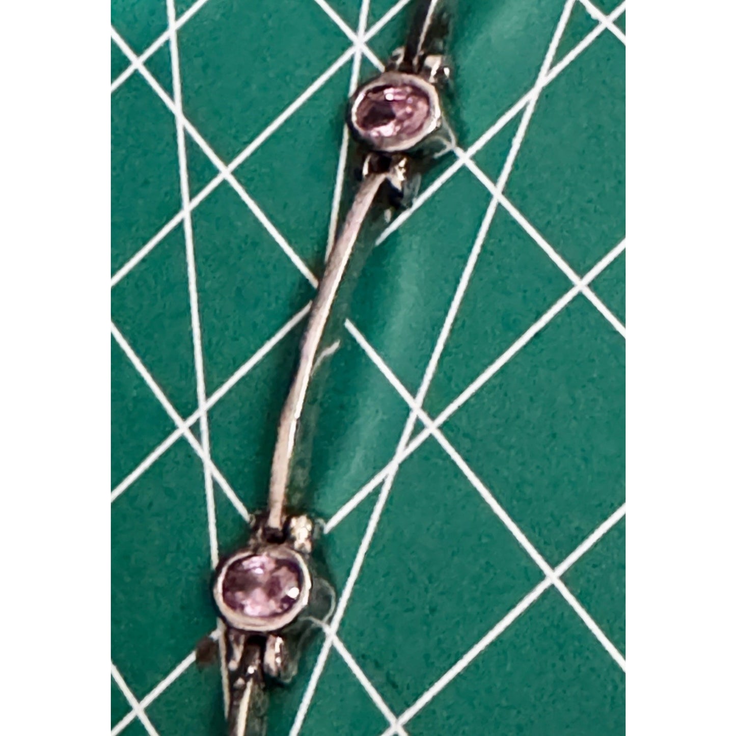Vintage Pink Tourmaline Sterling Silver 5 Stone Link Bracelet 7.5” 90s - Y2K