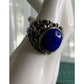 Vintage Lapis Lazuli Sterling Silver Ring Thailand J Filigree Statement Size 7.5