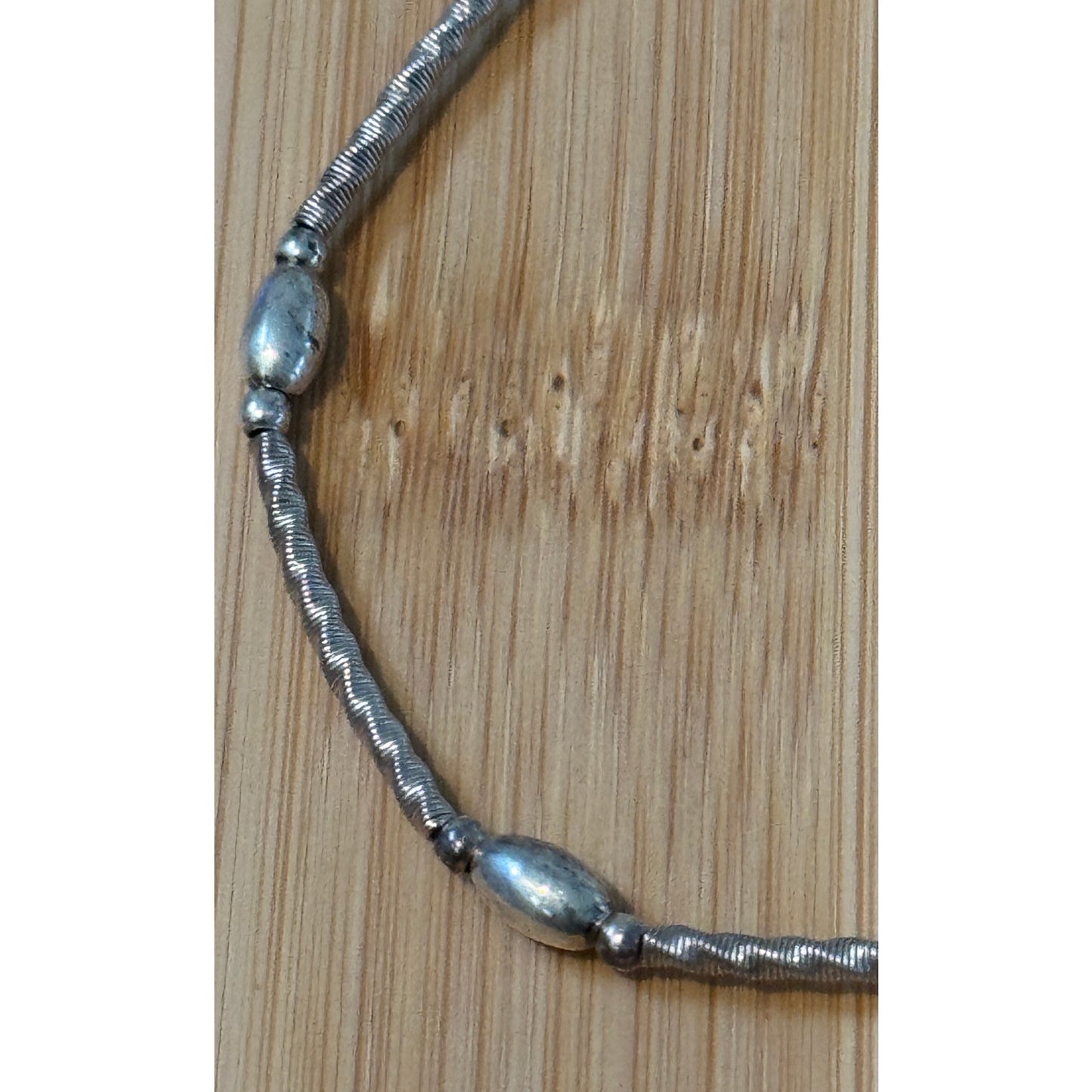 Vintage Italy Sterling Silver Oval Beaded Textured Station Dainty Bracelet 7”