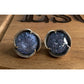 Sterling Silver Blue CZ Stud Earrings Large Round Faceted Sapphire Color