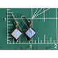 Vintage Sterling Silver Geometric Blue Iridescent Fire Opal Dangle Drop Earrings