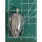 Artisan Sterling Silver 925 Tribal Mask Pendant on Thick Clear Glass Base 23.9g