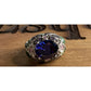 Sterling Silver 925 Blue CZ Cocktail Ring Ornate Enamel Statement Ring Size 6.5