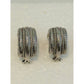 Judith Ripka Sterling Silver Ribbed Hoop Earrings 925 Omega Backs 15.4g Vintage