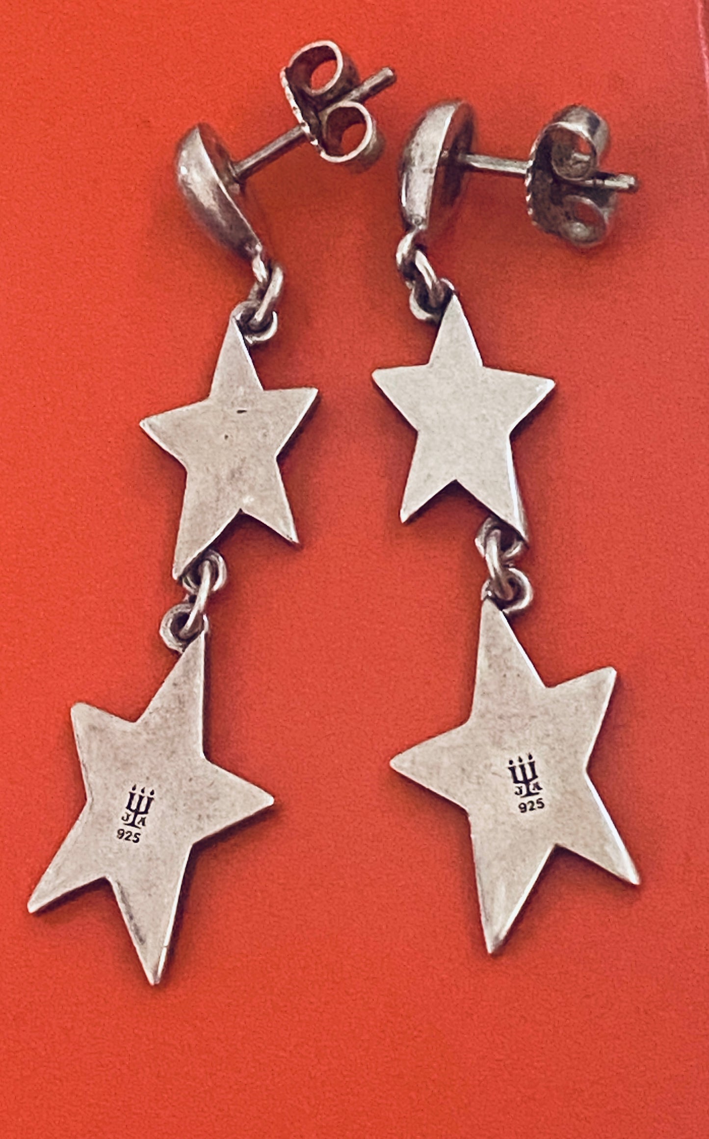 Preowned James Avery Retired RARE HARD TO FIND Silver Star Dangle Post Earrings