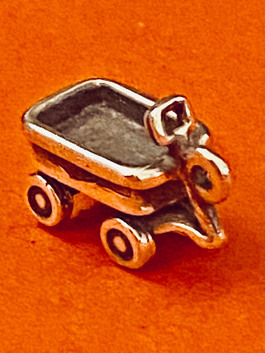 Preowned James Avery Retired Hard to Find Silver Wagon  Radio Flyer Charm