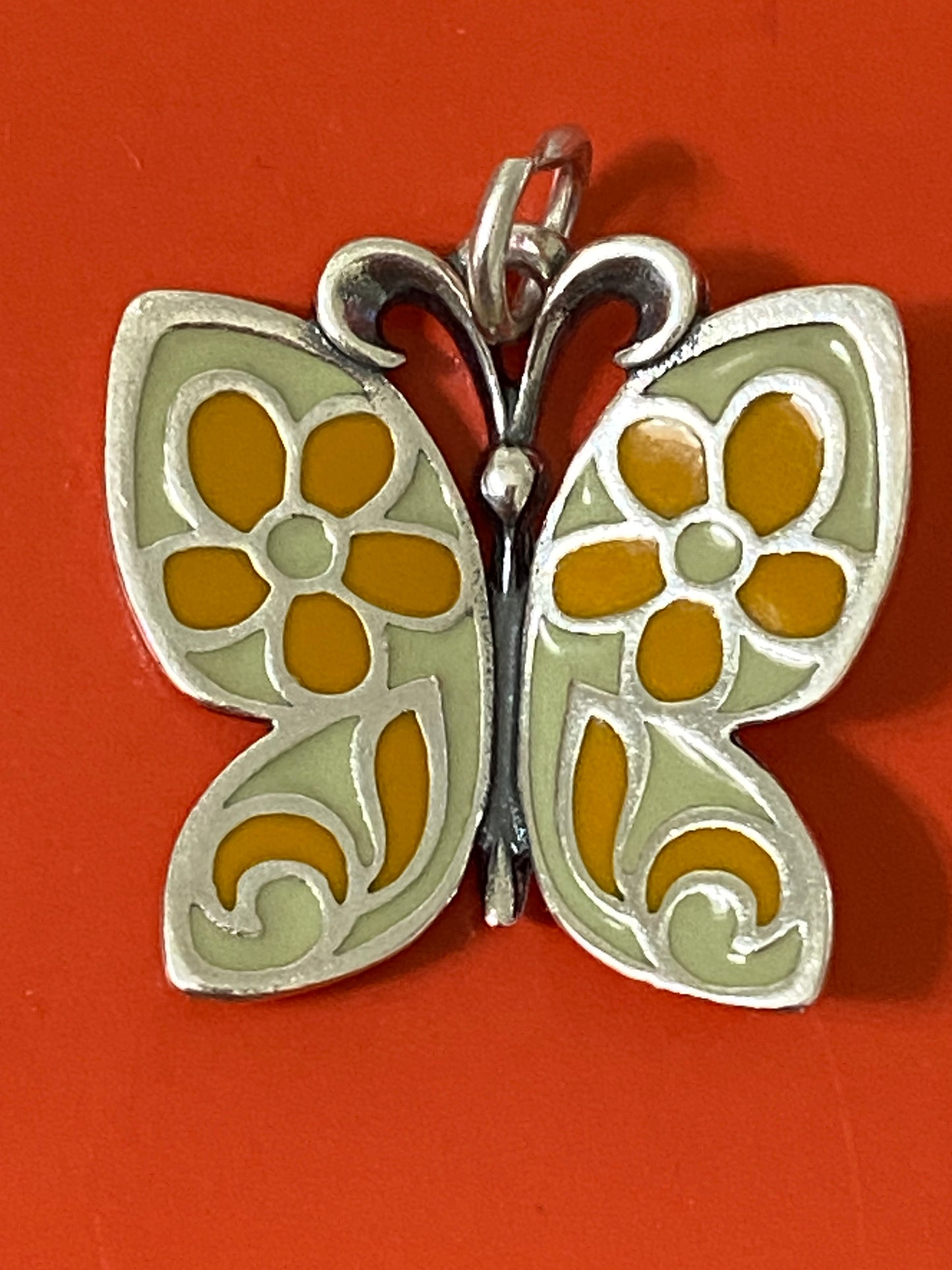 Preowned James Avery Retired Hard to Find Yellow Enameled Butterfly Pendant