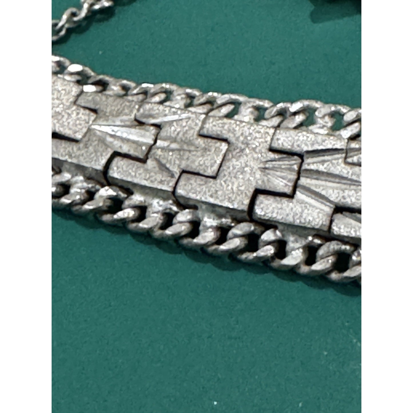 Vintage 925 Sterling Silver Arrow Geometric 70-80s Wide Bracelet 8” 40g