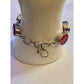 Sterling Silver 925 Orange Red Faceted Quartz Bracelet 30.5g Adjustable Toggle
