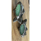 Vintage Sterling Silver Fish Coastal Clip On Earrings Aqua Green Gemstones 10g