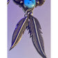 Vintage Sterling Silver Turquoise Wing Feather Pendant Necklace 16” 2.25” Tall