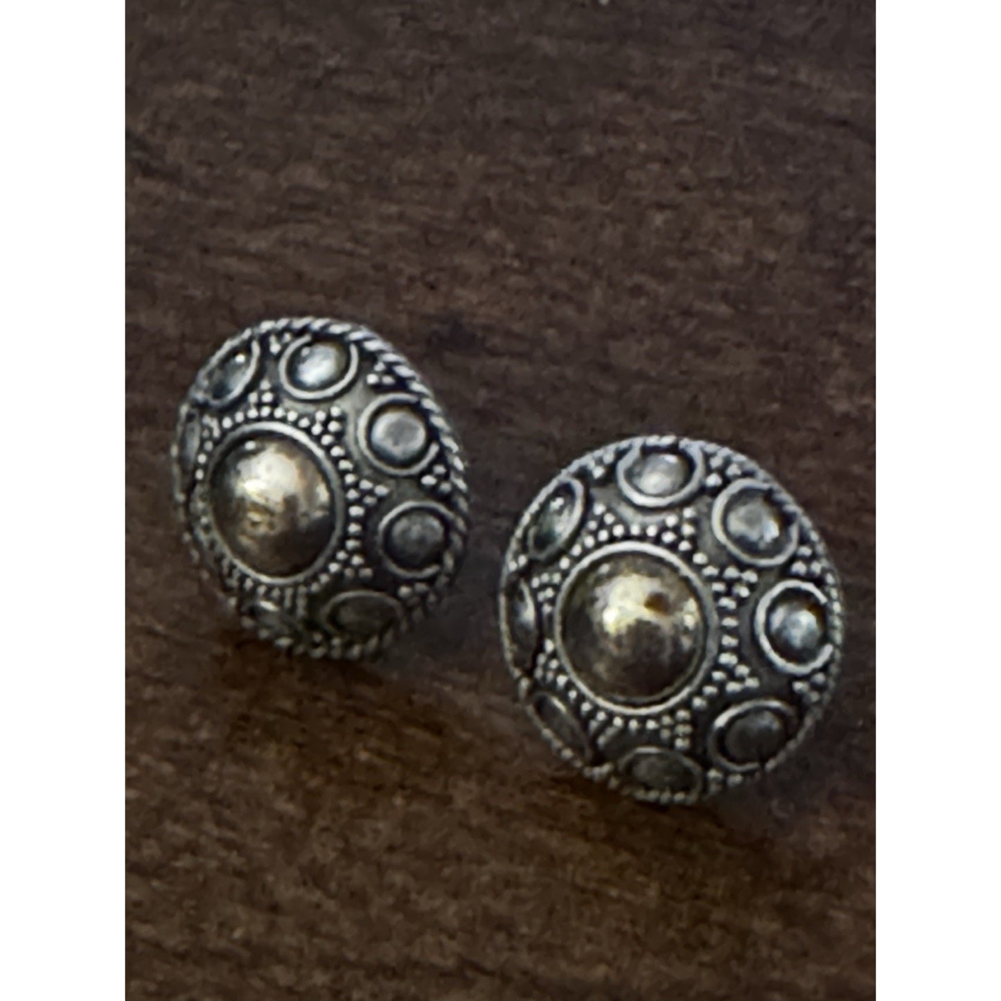 Sterling Silver Dome Stud Beaded Granulation Artisan Bali Style 925 Earrings