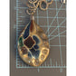 Large MCM Studio Art Glass Pendant Necklace 925 Sterling 24” Murano Style