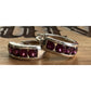 Vintage Sterling Silver Amethyst Purple gemstone Hoop Huggie Earrings