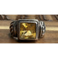 Vintage 925 Citrine Faceted Gemstone Ring Sterling Silver Bezel Setting Size 6