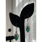 Vintage Green Onyx Art Nouveau Vines Sterling Silver Earrings