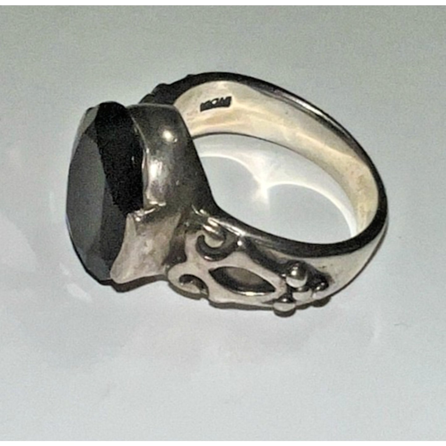 Handcrafted Napier Sterling Silver 925 Large Black Onyx Gemstone Ring Size 9.5