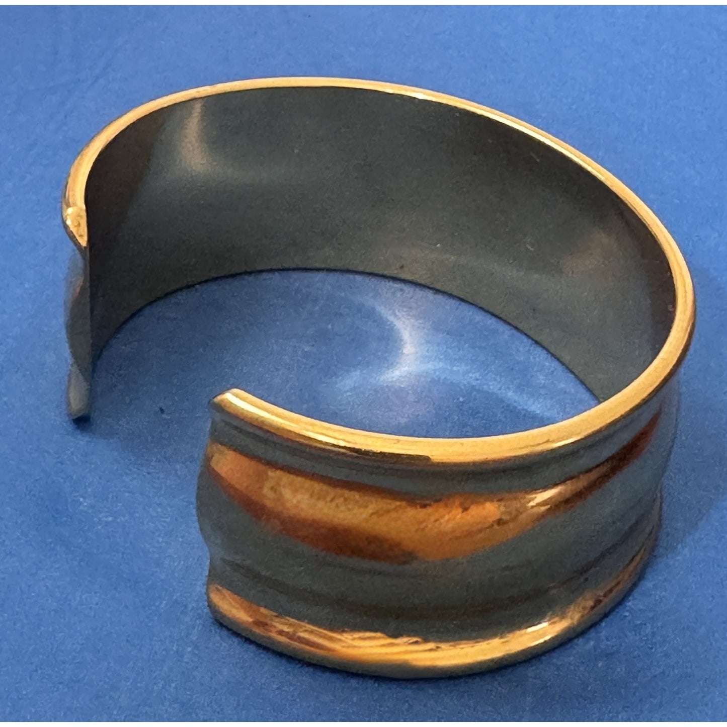 Vintage Monet Wide Gold Tone Cuff Bracelet 1” Signed Designer Statement