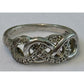 Vintage Pave Diamond Accent Sterling Silver Infinity Lovers Knot Ring Size 7