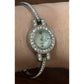 Vintage Y2K Rhinestone Sparkle Watch Mother Of Pearl NEEDS BATTERY Silver Tone
