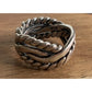 Sterling Silver 925 Roped Braided Crossover Thick Band Ring Size 6