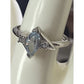 Vintage Sterling Silver 925 Blue Topaz Marquise Ring w CZ Accents Size 8.5