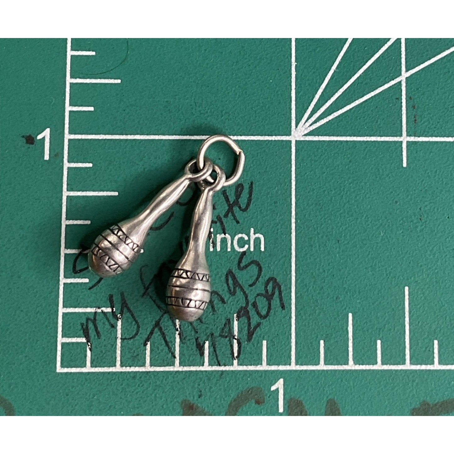 Vintage Sterling Silver Double Maracas Fiesta Mariachi Charm Latin Music Theme