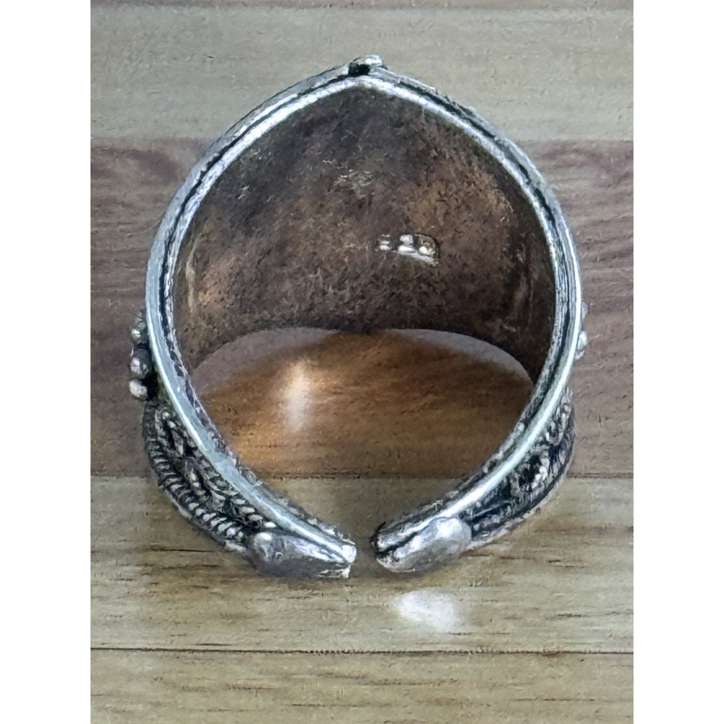 Vintage Tribal Sterling Silver 3 Stone Turquoise Saddle Ring Afghan Kuchi Sz 8