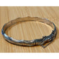 Vintage 925 Sterling Silver Bamboo Hinged Bangle Etched Bracelet Safety Chain