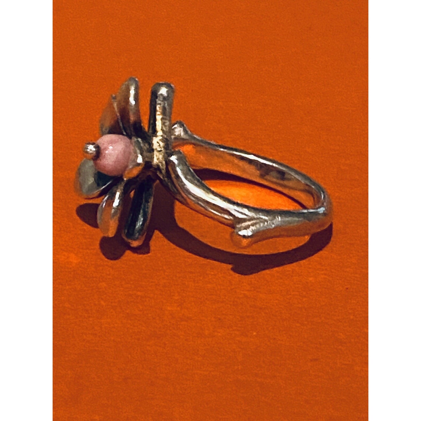 Pre owned James Avery Retired Silver Pink Blossom Flower W/ Pink Bead Size 5.5