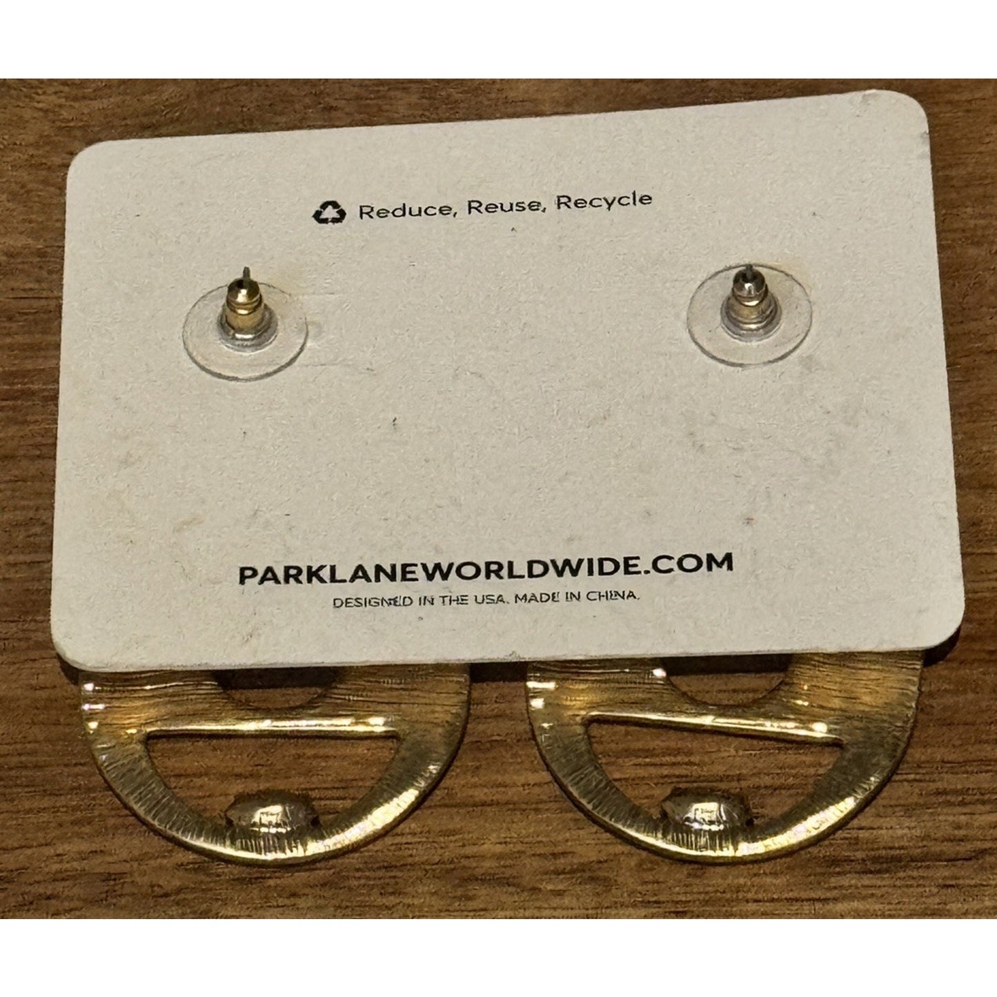 Brand New PARK LANE Gold Tone Hammered Dangle Drop BOHO Earrings Green Stones