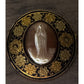 Antique Style Madonna Cameo Brooch Black Gold Floral Damascene Pin