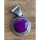Sterling Silver Purple Cabochon Pendant 925 Round Bezel Statement Charm