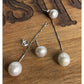 Sterling Silver Pearl Drop Earrings Long Dangle Minimalist