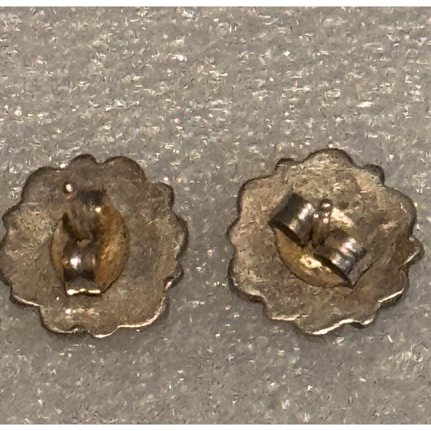 Vintage Zuni Style Turquoise Cluster Stud Earrings Sterling Silver Flower 1/2”