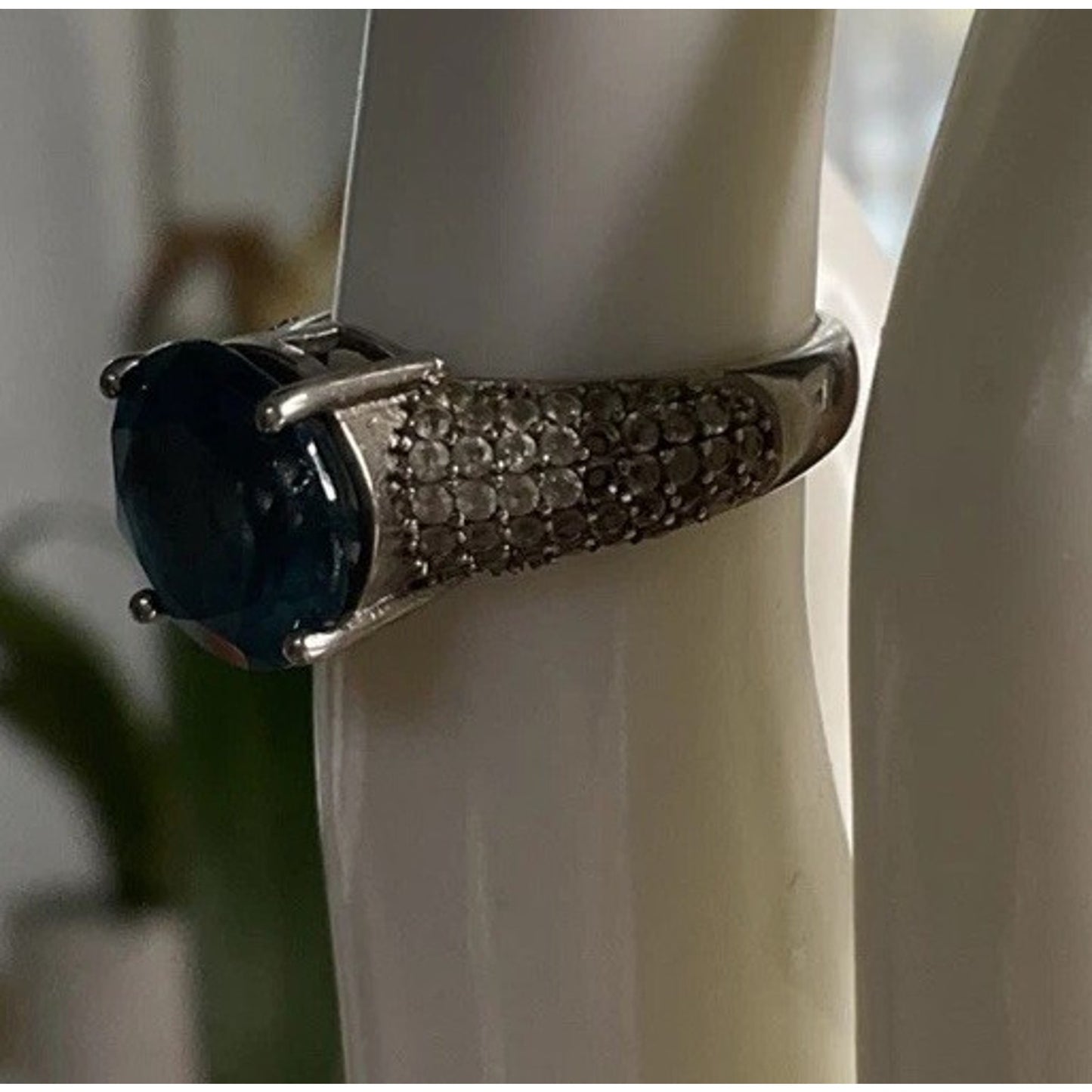 Sterling Silver Blue Stone Ring 925 Missing Stones Repair Craft Size 6.5