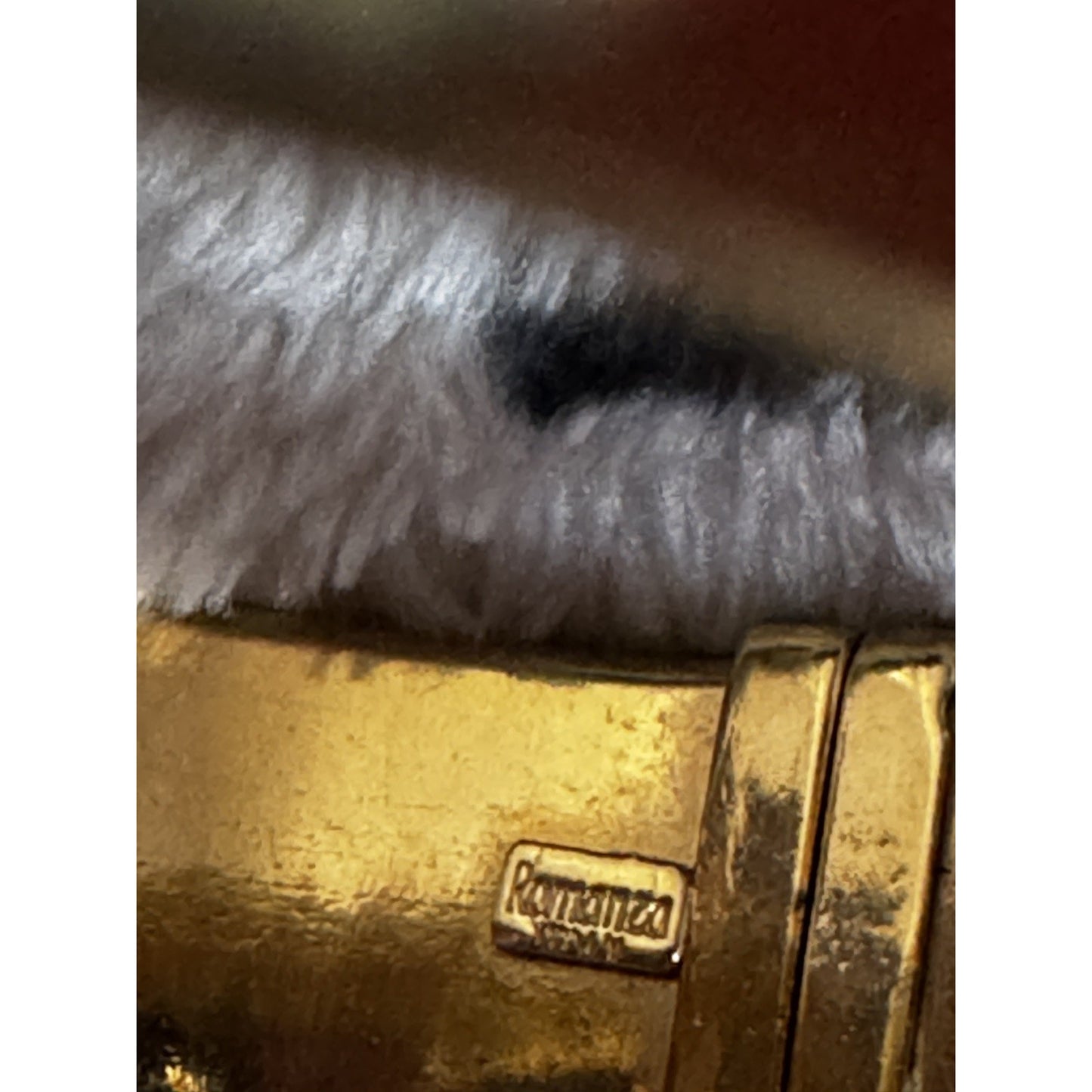 Romanza Italy 18k Gold Plated Hinged Bangle Bracelet Vintage Wide Statement